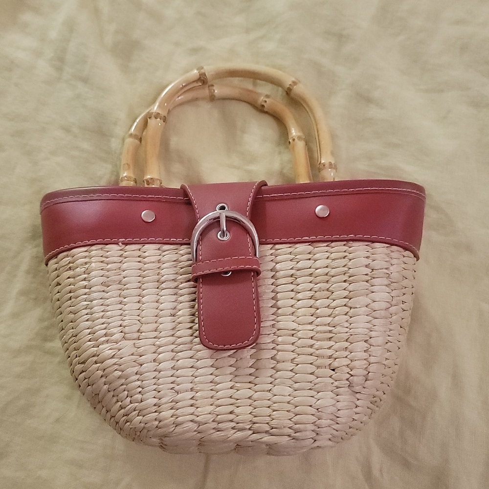 🪭Sale🪭Vintage  Y2K Magid straw purse with Bamboo Handles
